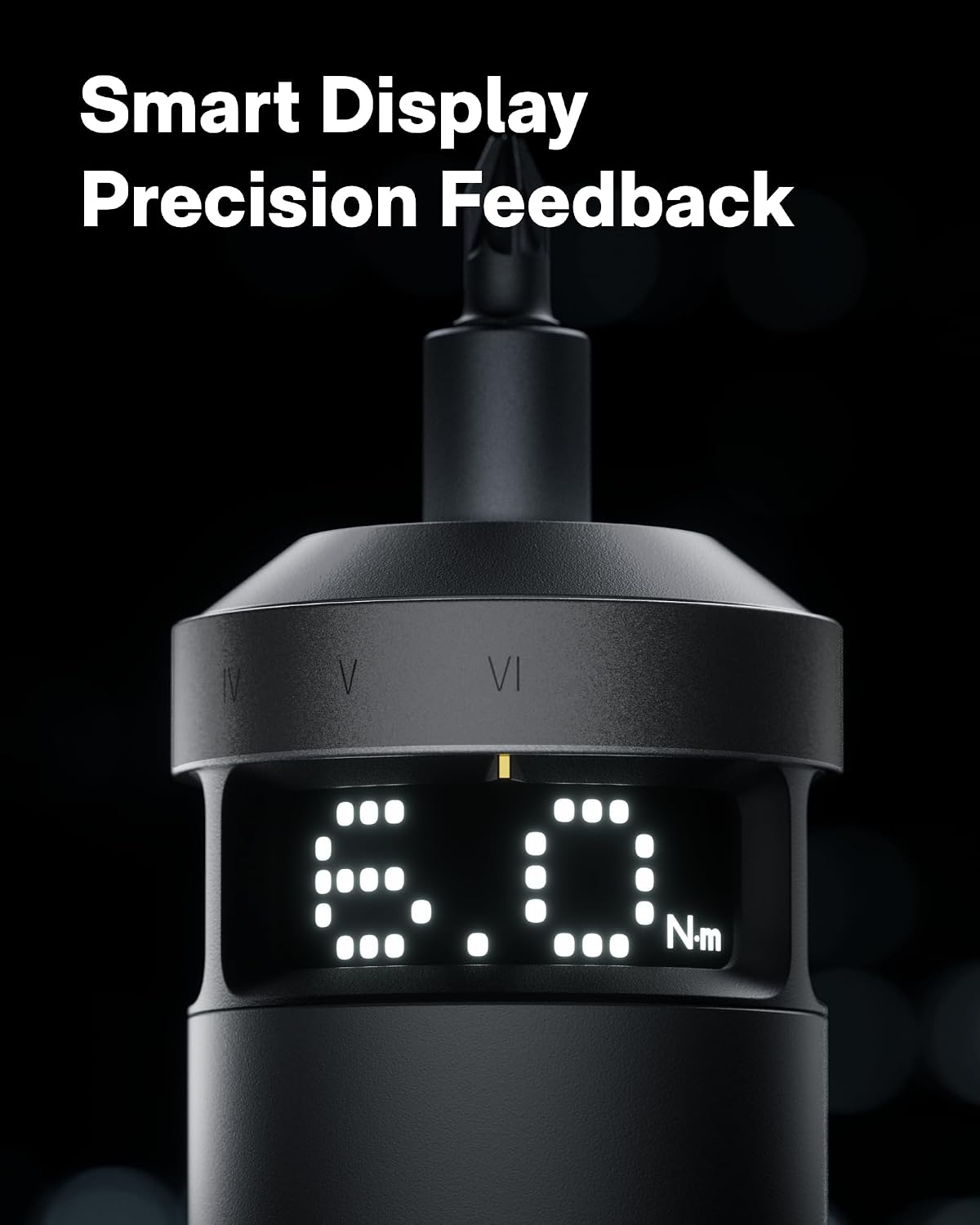 Close-up of the black HOTO PixelDrive digital torque display