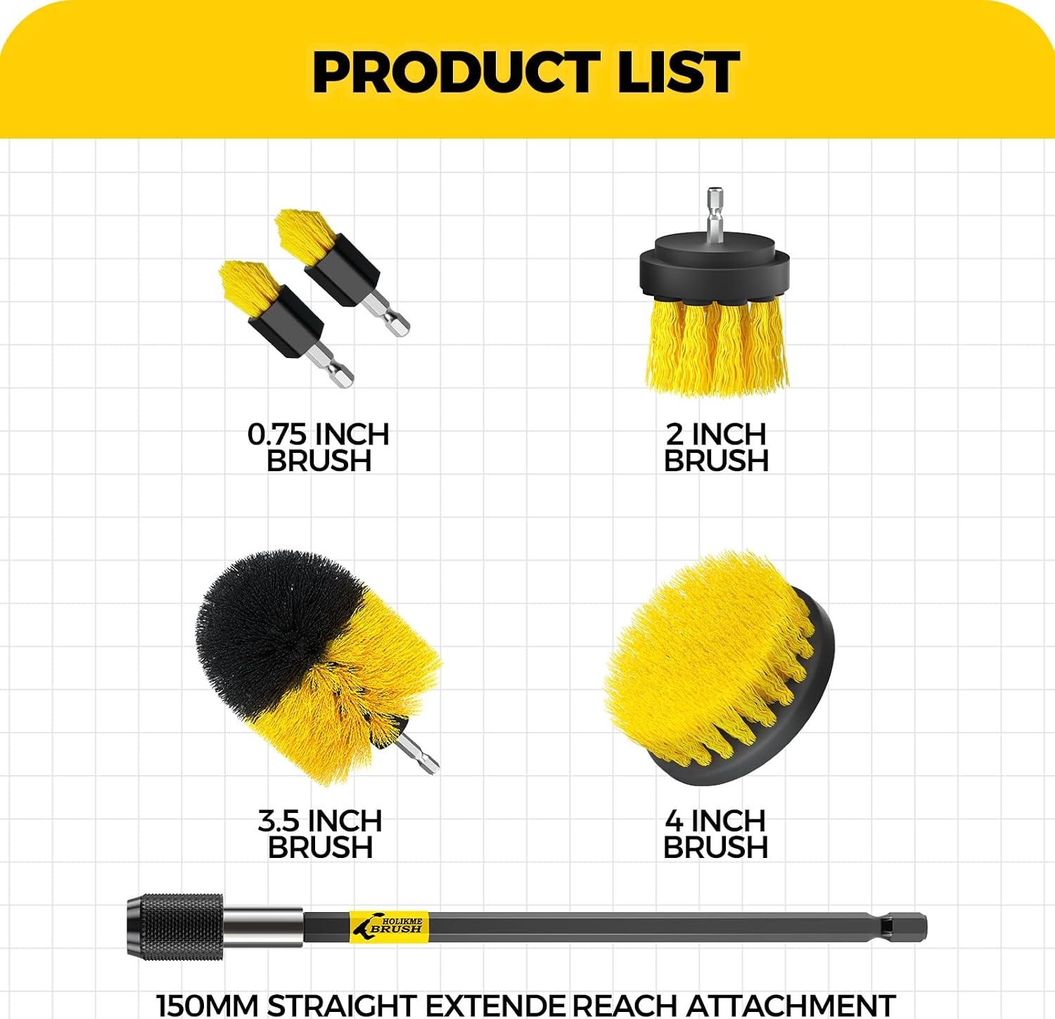 Holikme 6-Piece Drill Brush Set: Varied Brush Shapes