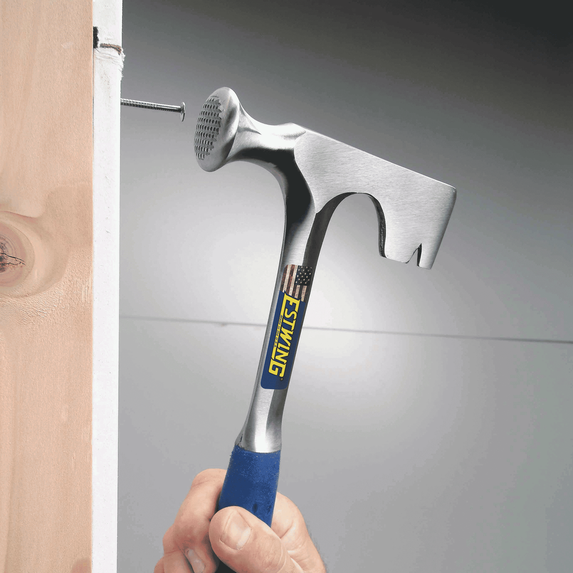 Angled view of the exact Estwing E3-11 drywall hammer