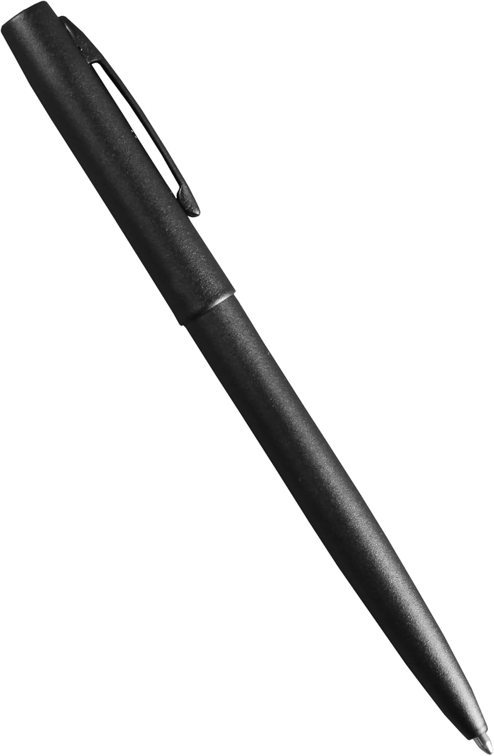 Black Rite in the Rain No. 97 metal clicker pen shown from clip to point