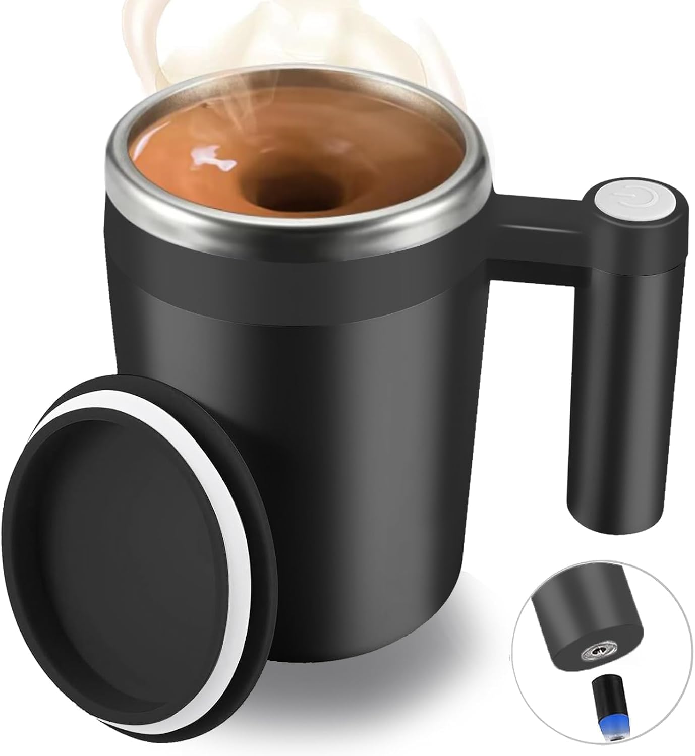 FCSWEET 14oz Self-Stirring Mug: Mix With One Button