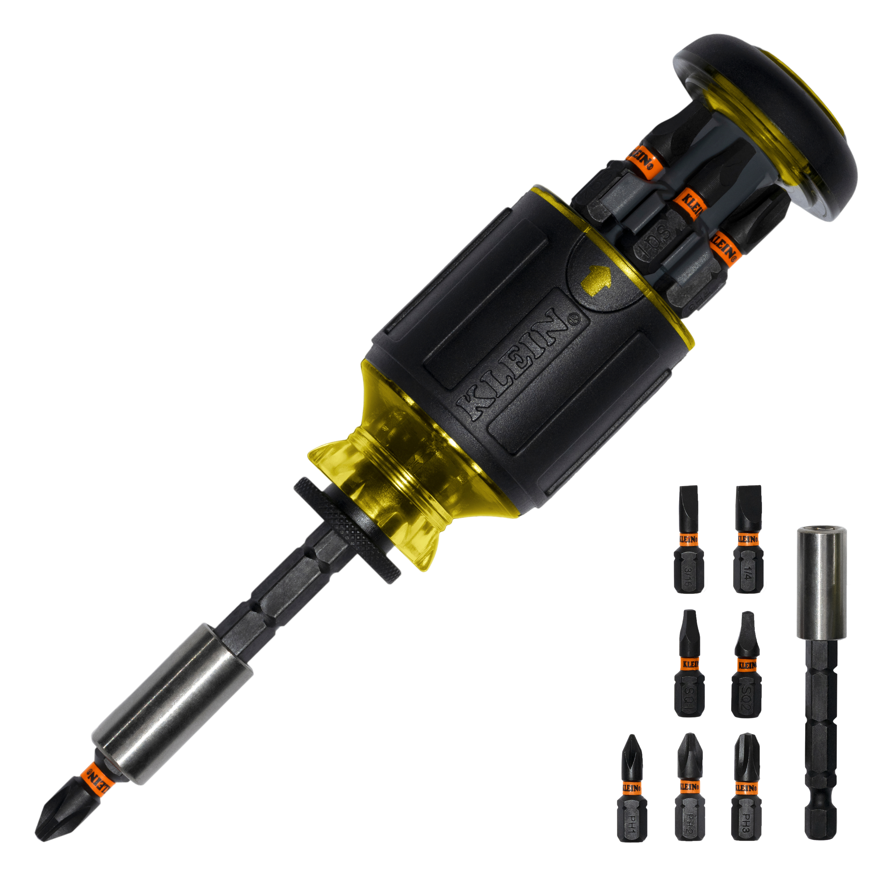 Klein Tools 32308 Stubby Screwdriver: Adjustable Reach in an 8-in-1 Handle