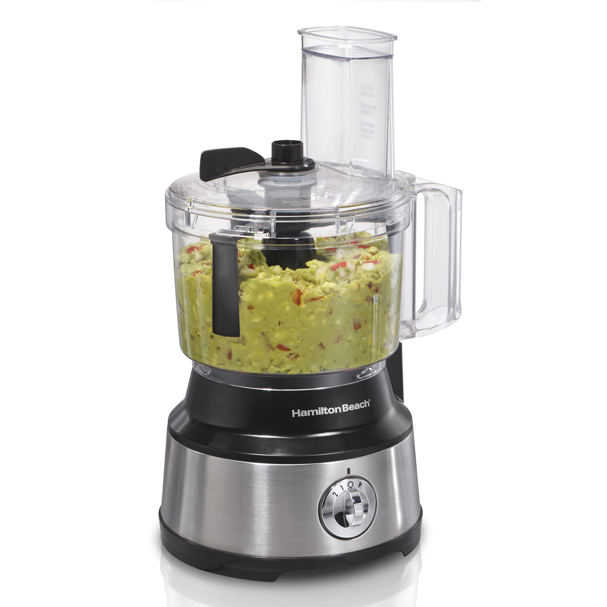 Hamilton Beach 70730 10-cup food processor with bowl scraper in black and stainless
