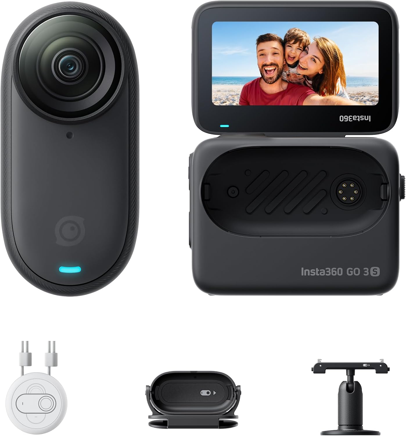 Insta360 GO 3S 128GB black Standard Bundle with camera, Action Pod and included mounting accessories