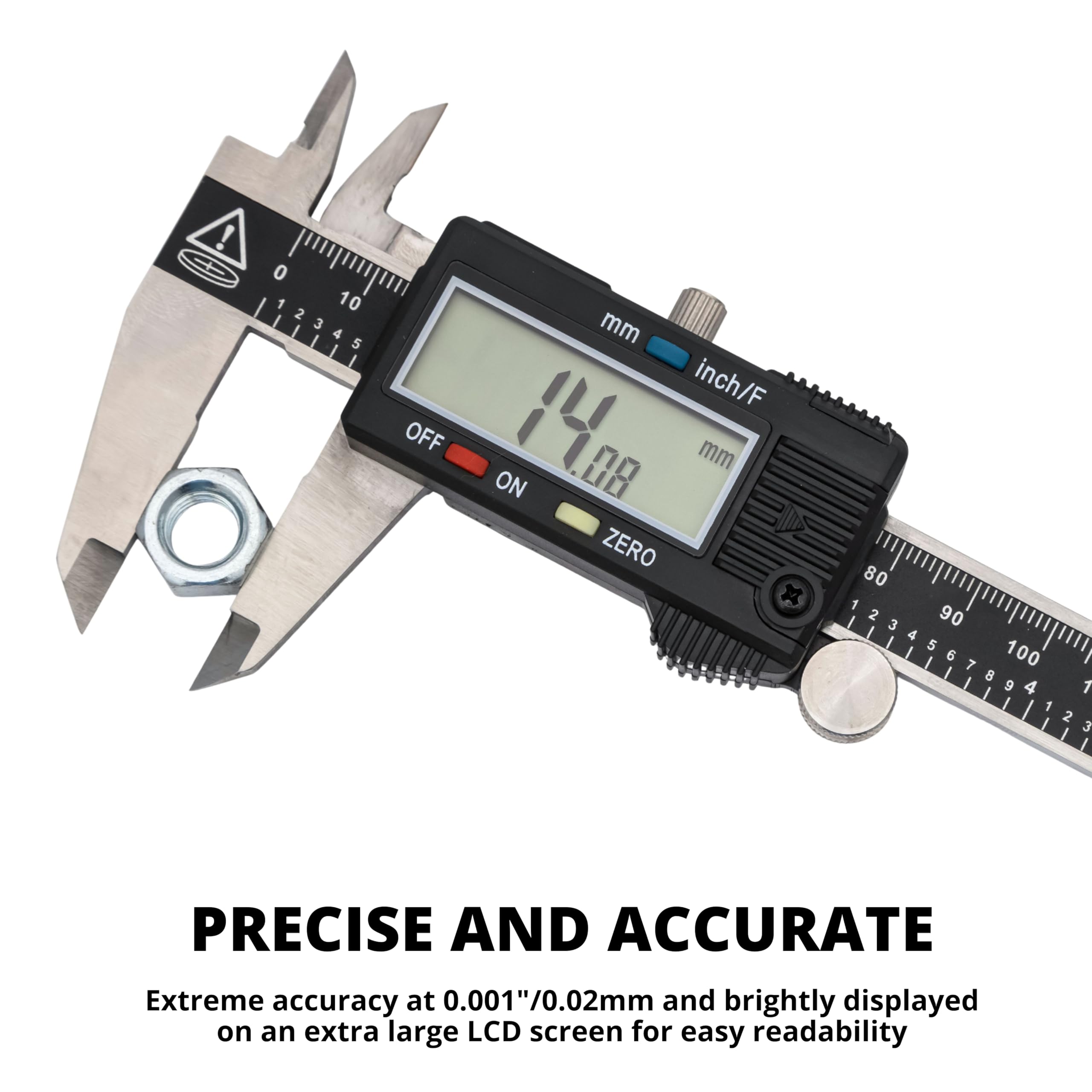 NEIKO 01407A stainless-steel digital caliper in its fitted case with manual and spare battery