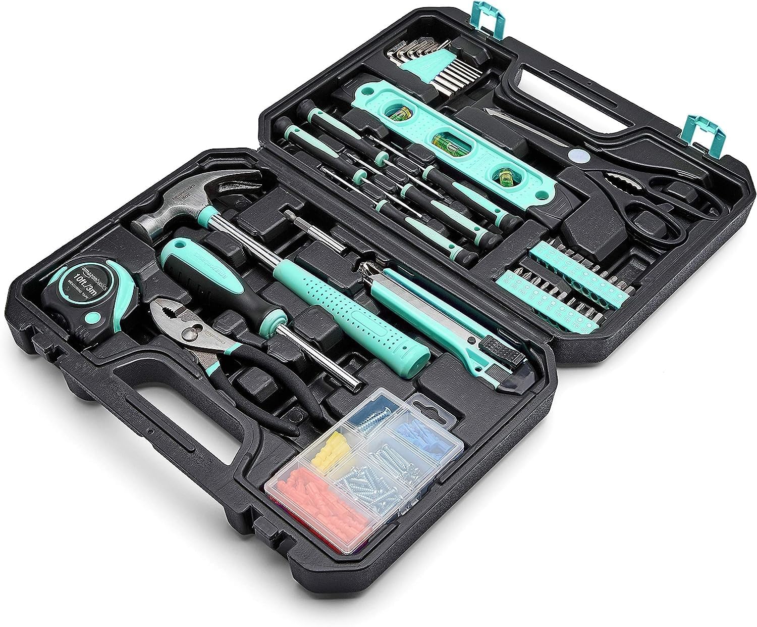 Amazon Basics LTK002 142-Piece Household Tool Kit / Turquoise / Amazon US B08KTV3VB8