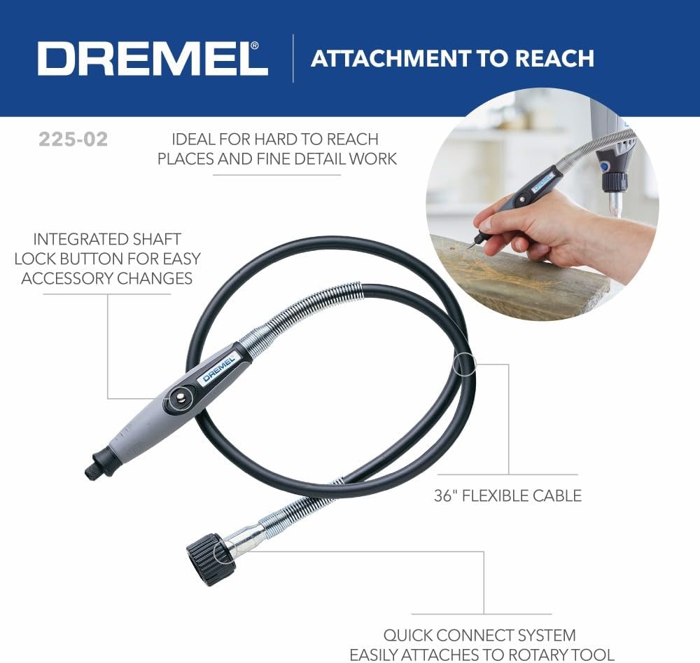 Dremel 225-02 manufacturer application diagram with cable, handpiece and separate rotary tool.