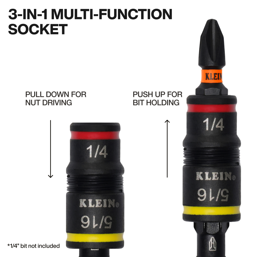 Close view of the exact Klein Tools 32933 stacked flip sockets and color bands