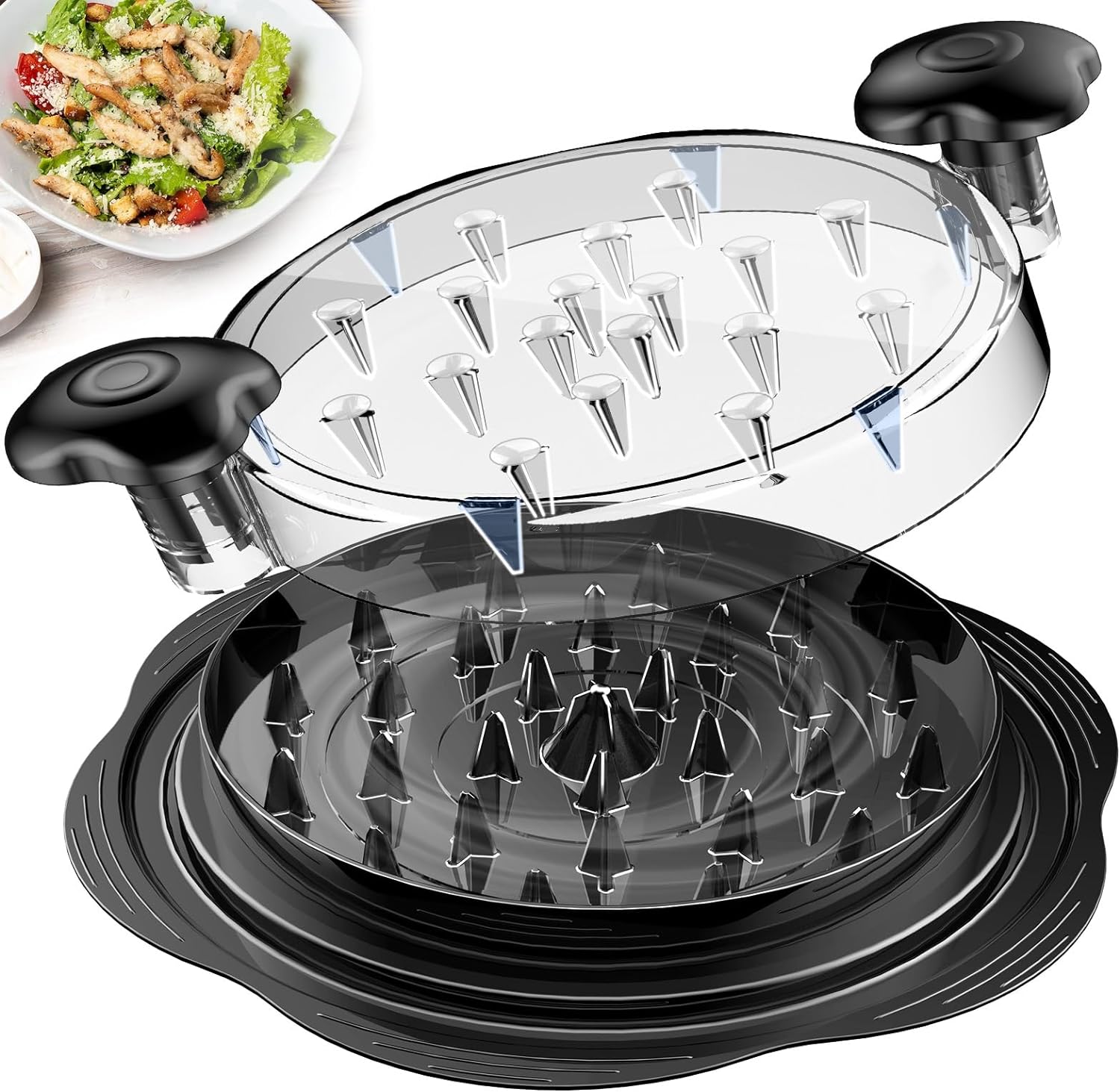 SURETIVIAN Chicken Shredder Tool Twist / large / black / brush and fork / B0CGRGRXPY