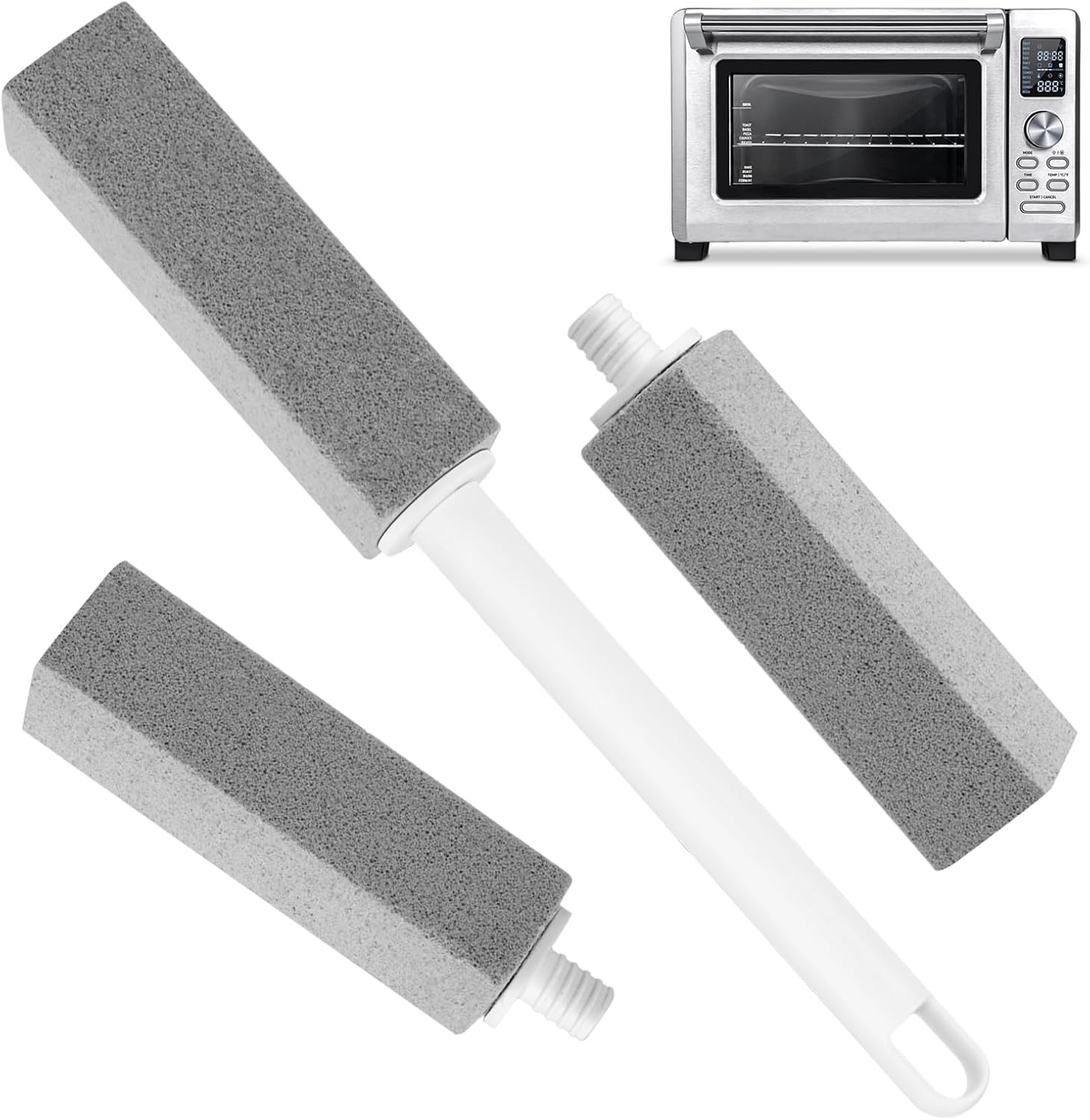 ZIZAISM long-handle pumice cleaner with three grey stone heads