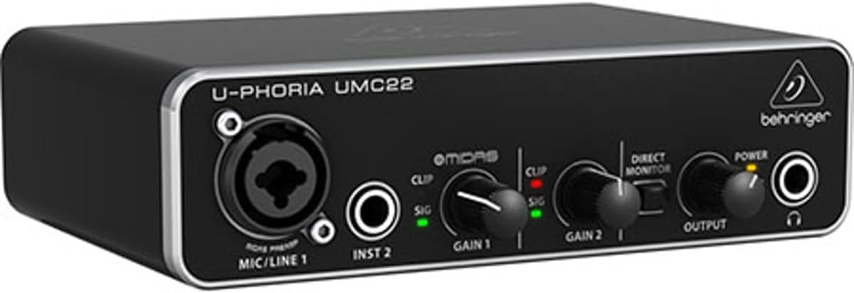 Behringer UMC22 Audio Interface: One Microphone, One Instrument and Direct Monitoring