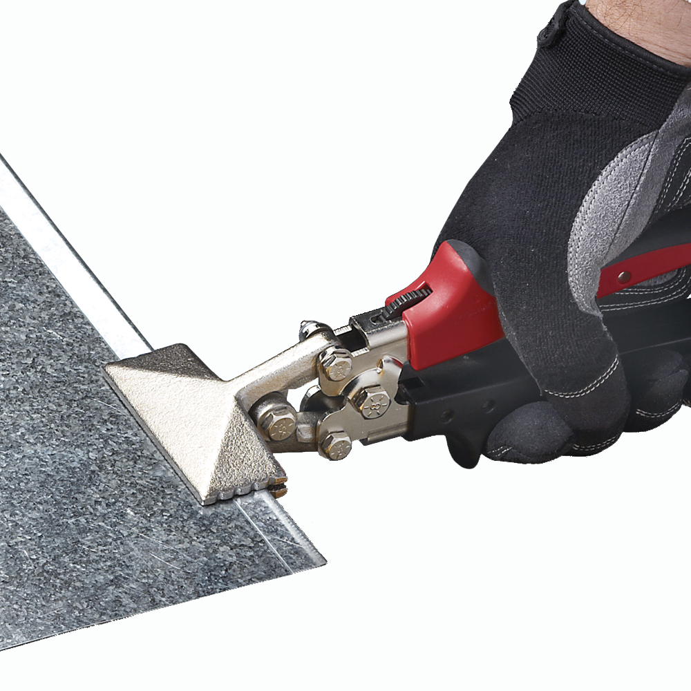 Malco S2R hand seamer forming a galvanized sheet-metal edge