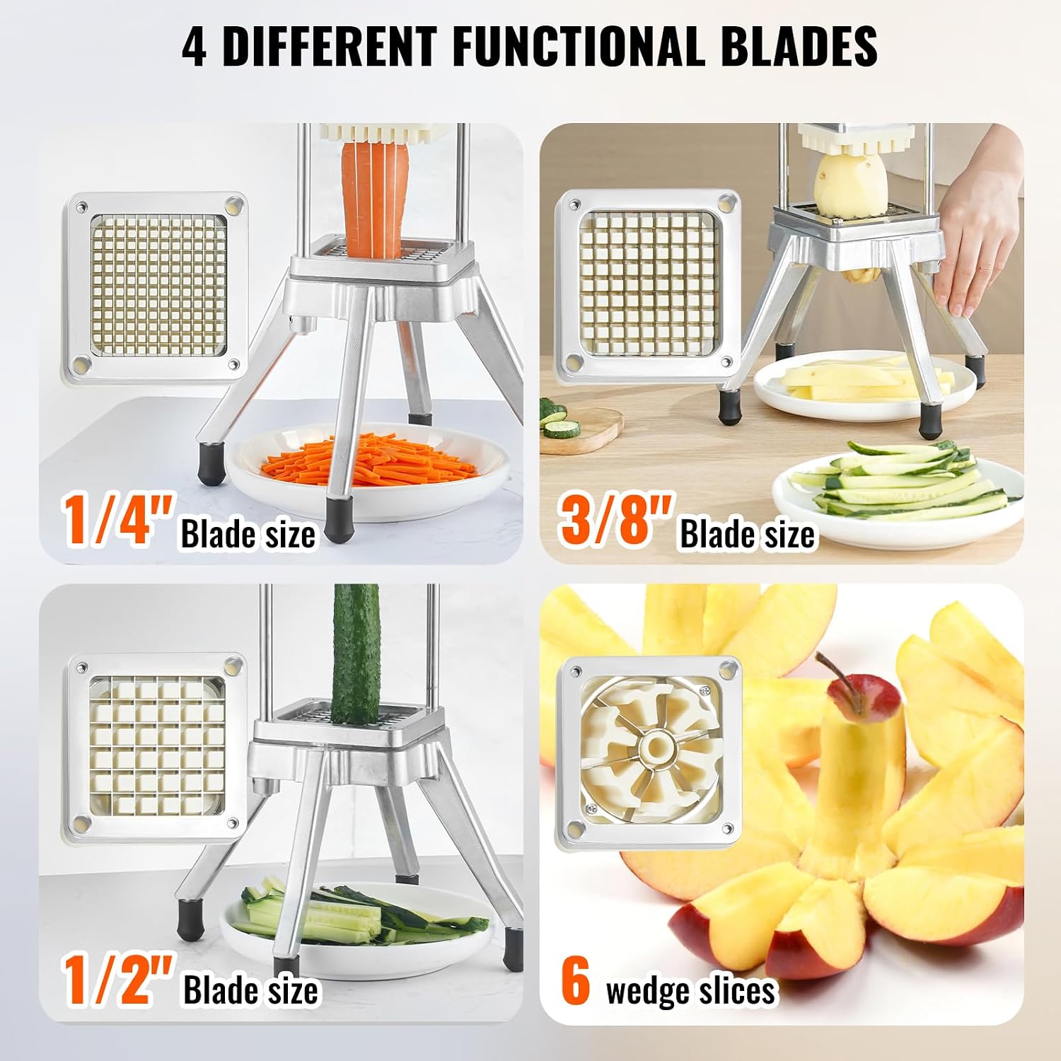 VEVOR graphic compares quarter-inch three-eighths-inch half-inch and six-wedge attachments