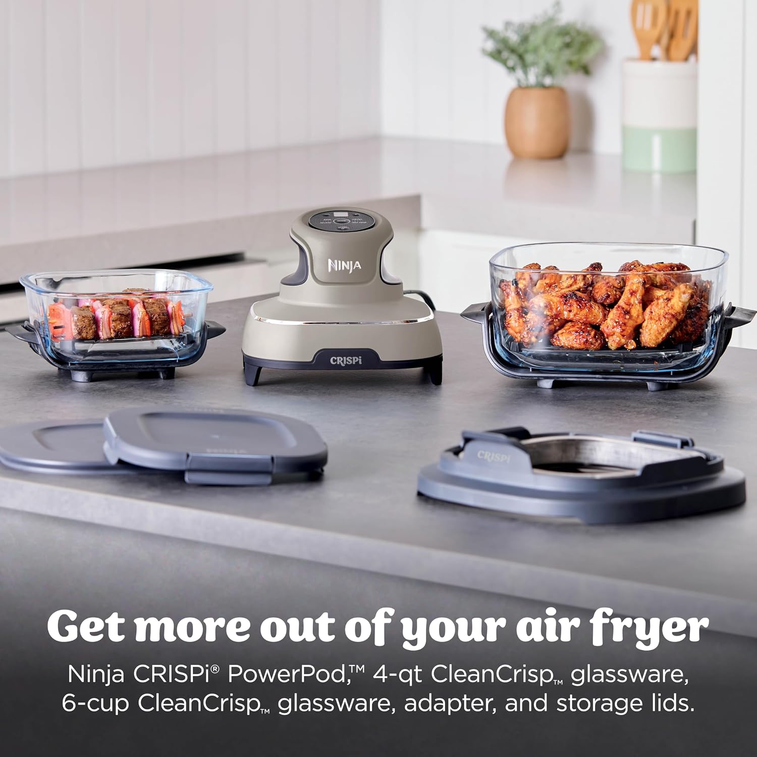 Alternate view of the Stone Ninja Crispi FN101ST glass cooking system.