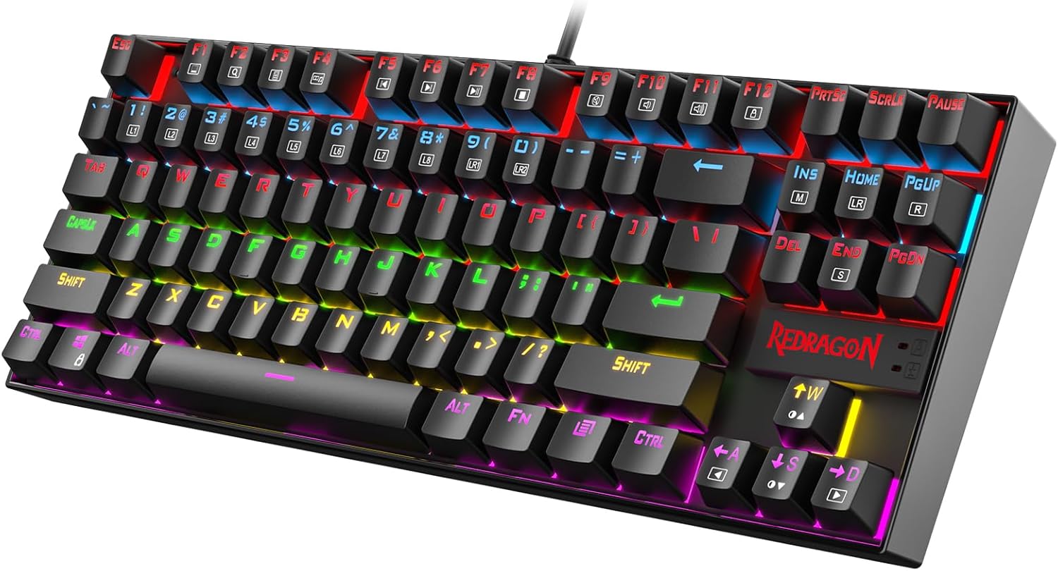 Black Redragon K552 with 87 keys, rainbow backlighting, function row and separate arrow keys