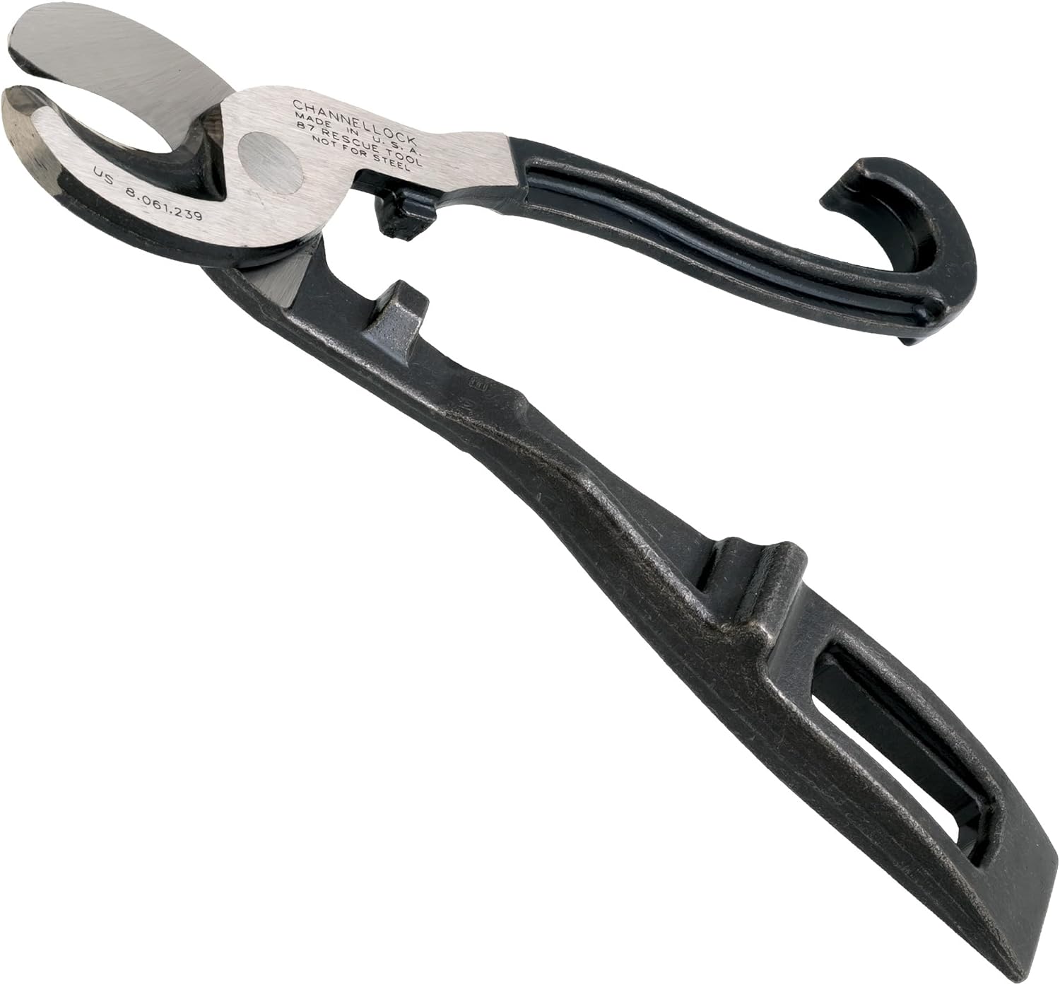 Open CHANNELLOCK 87 showing the cutter and the engraved NOT FOR STEEL marking.