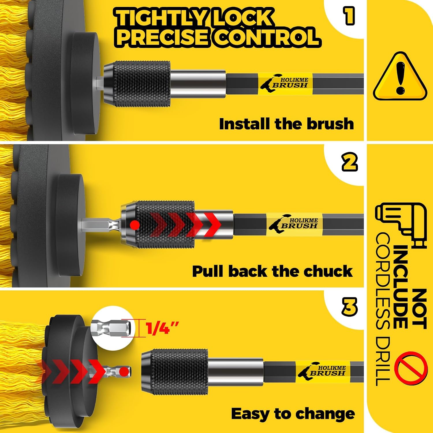 Illustrated brush shank and retracting collar on the Holikme extension
