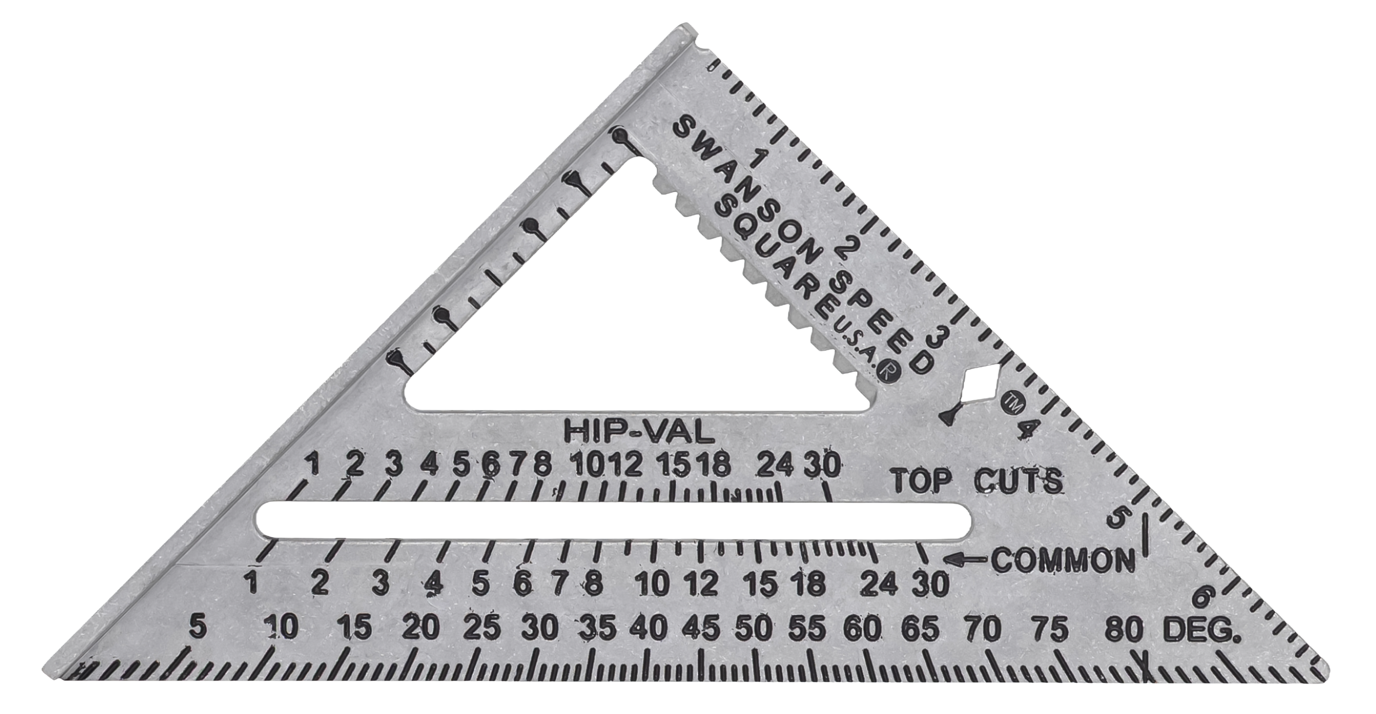 Swanson Tool Co. S0101 7-Inch Speed Square / silver heavy-gauge die-cast aluminum / black-filled markings / Carded with Blue Book / B00002255O
