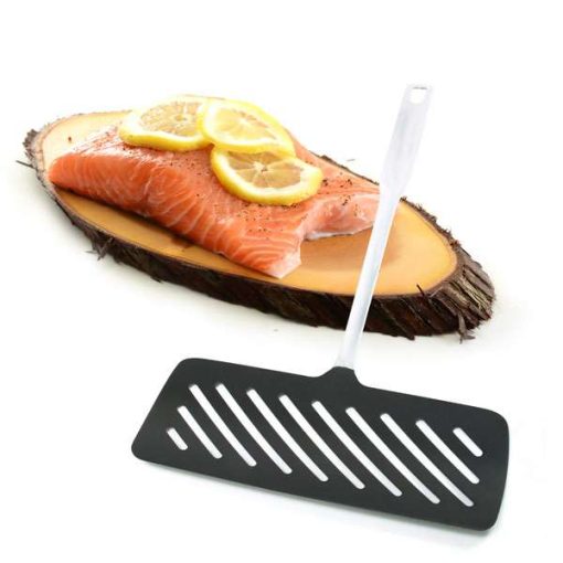 Norpro 1098 wide fish turner lifting grilled salmon