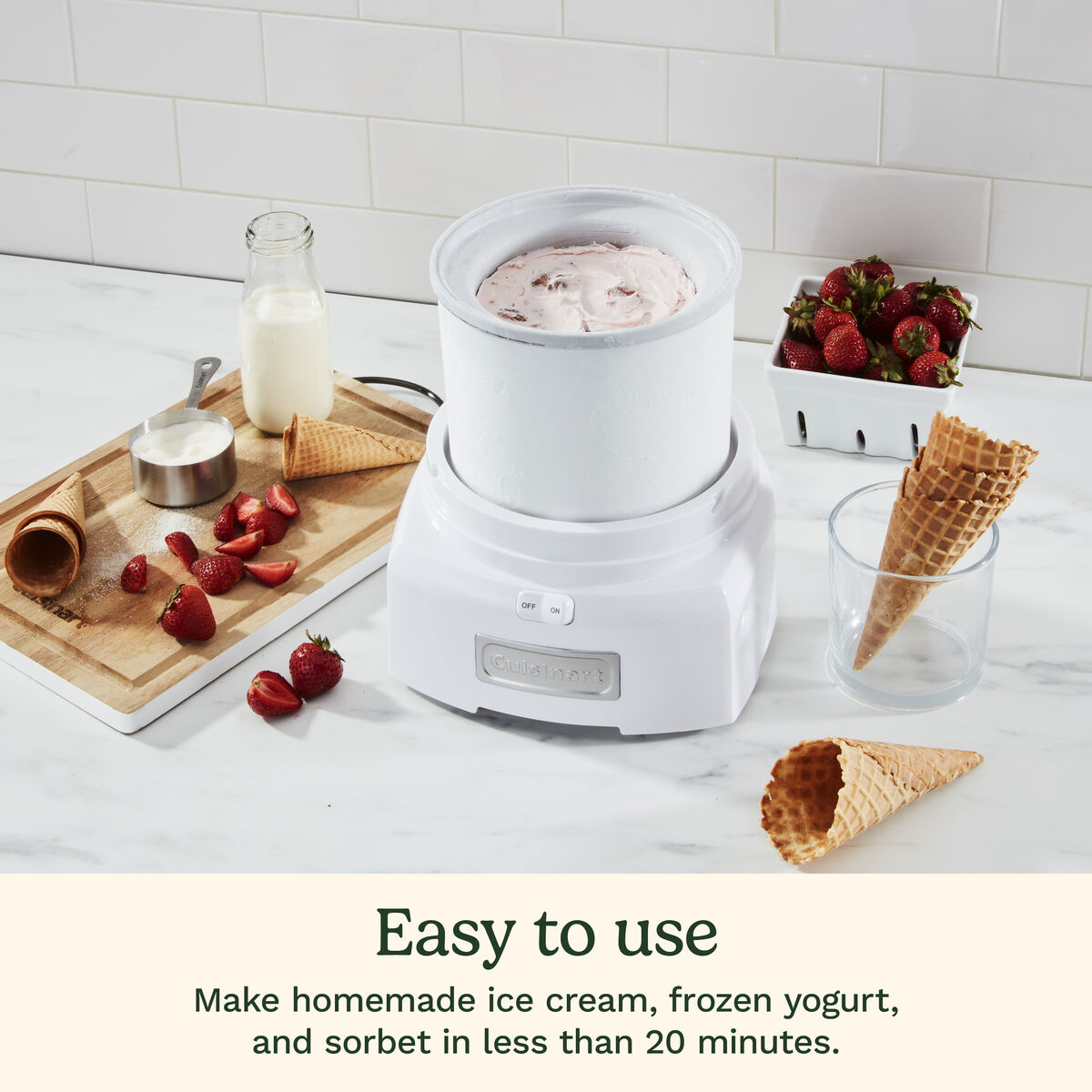 Cuisinart ICE-21P1 白色冰淇淋机官方产品信息图