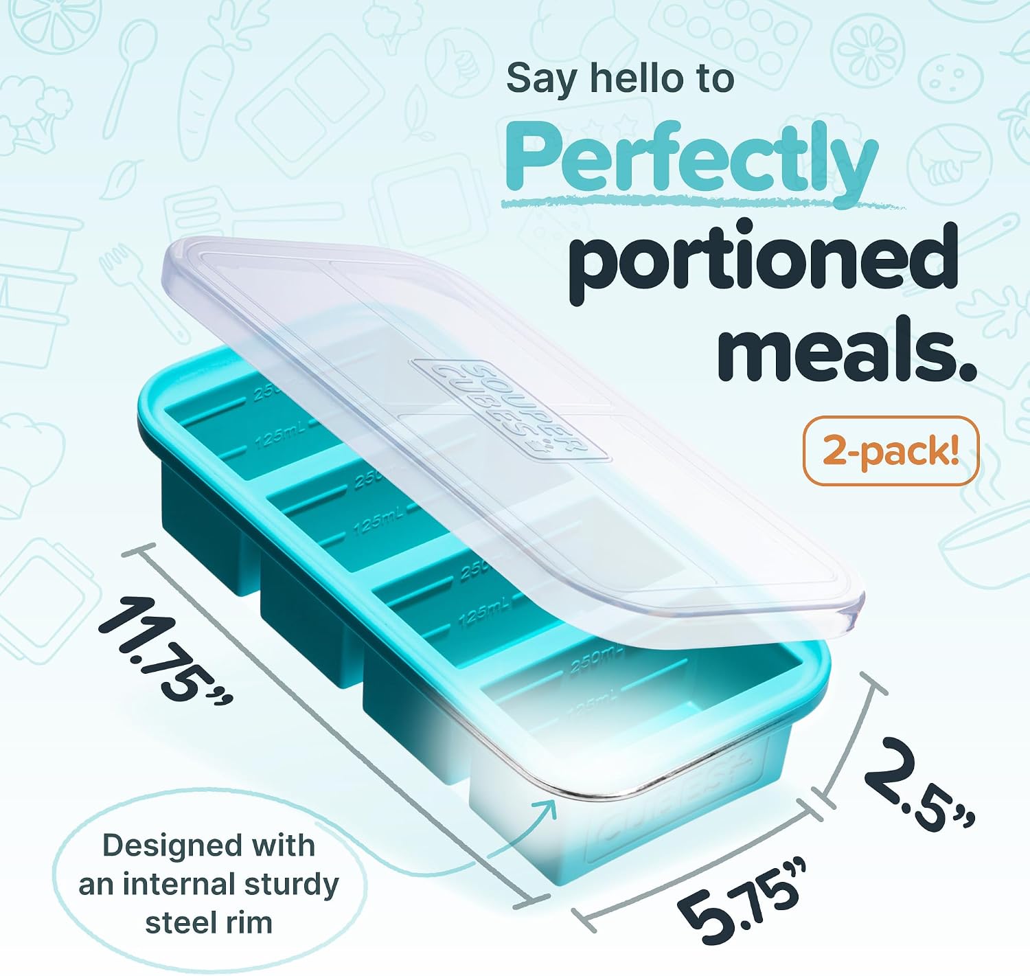 Current Amazon detail image for the Aqua Souper Cubes one-cup freezer molds