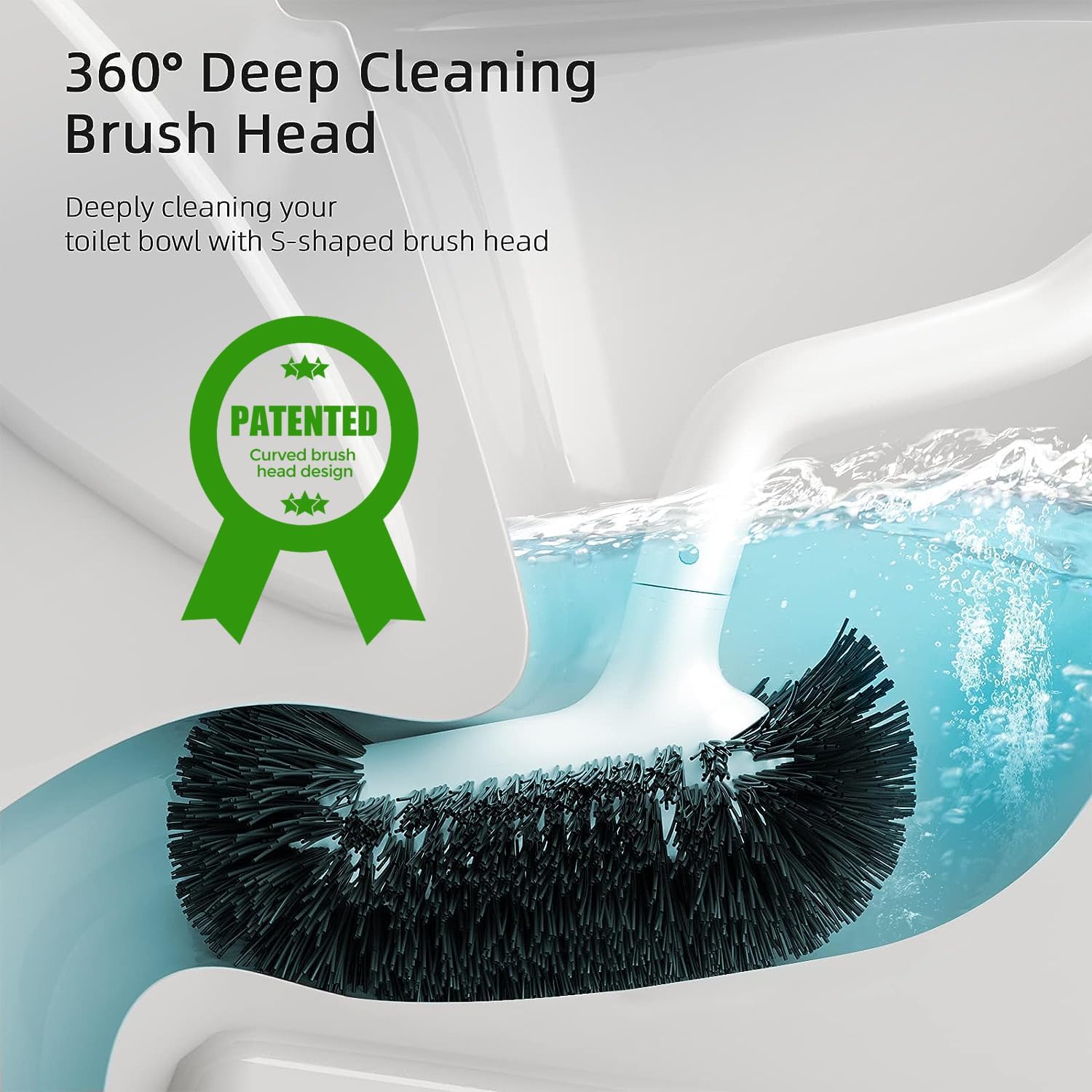 Supplier illustration of the white curved HAMITOR head inside a toilet bowl