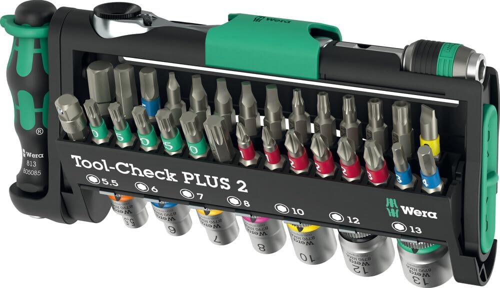 Wera Tool-Check PLUS 2：小棘轮工具套装，每个零件都有自己的位置