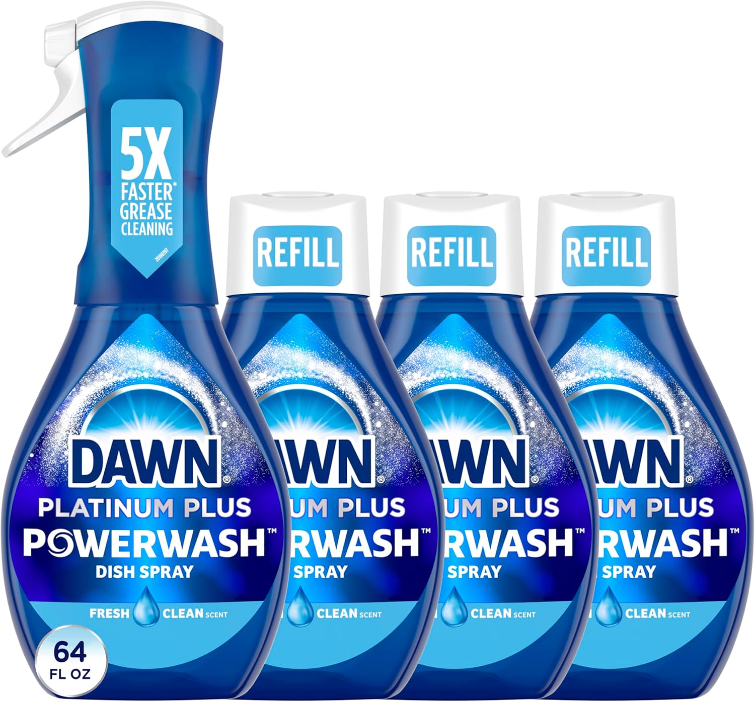 Dawn Powerwash Fresh bundle with one trigger bottle and three capped refills