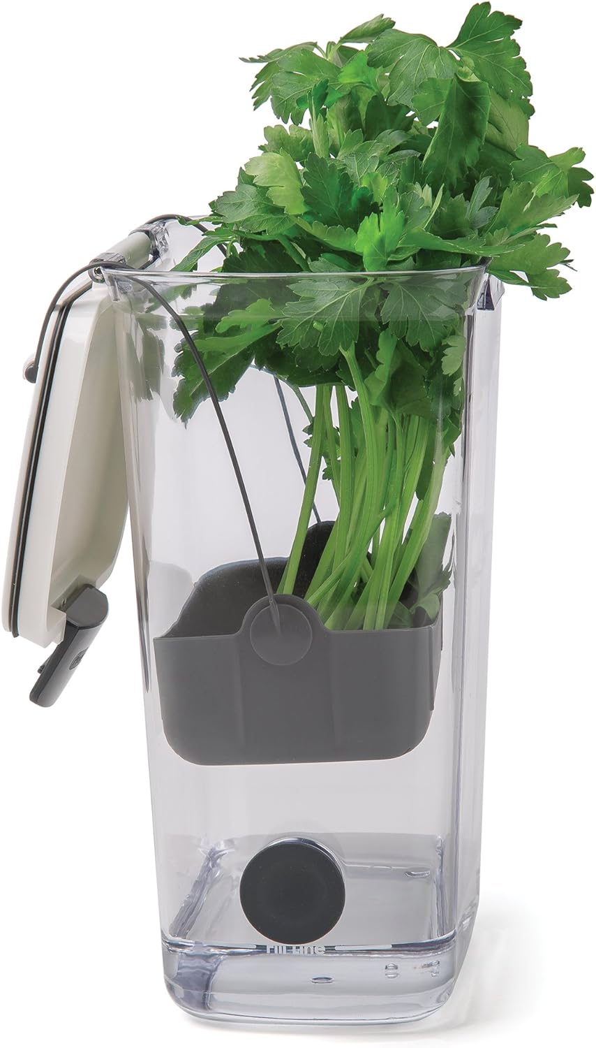 The PKS-930 open with fresh herbs raised in its linked basket above the lower reservoir