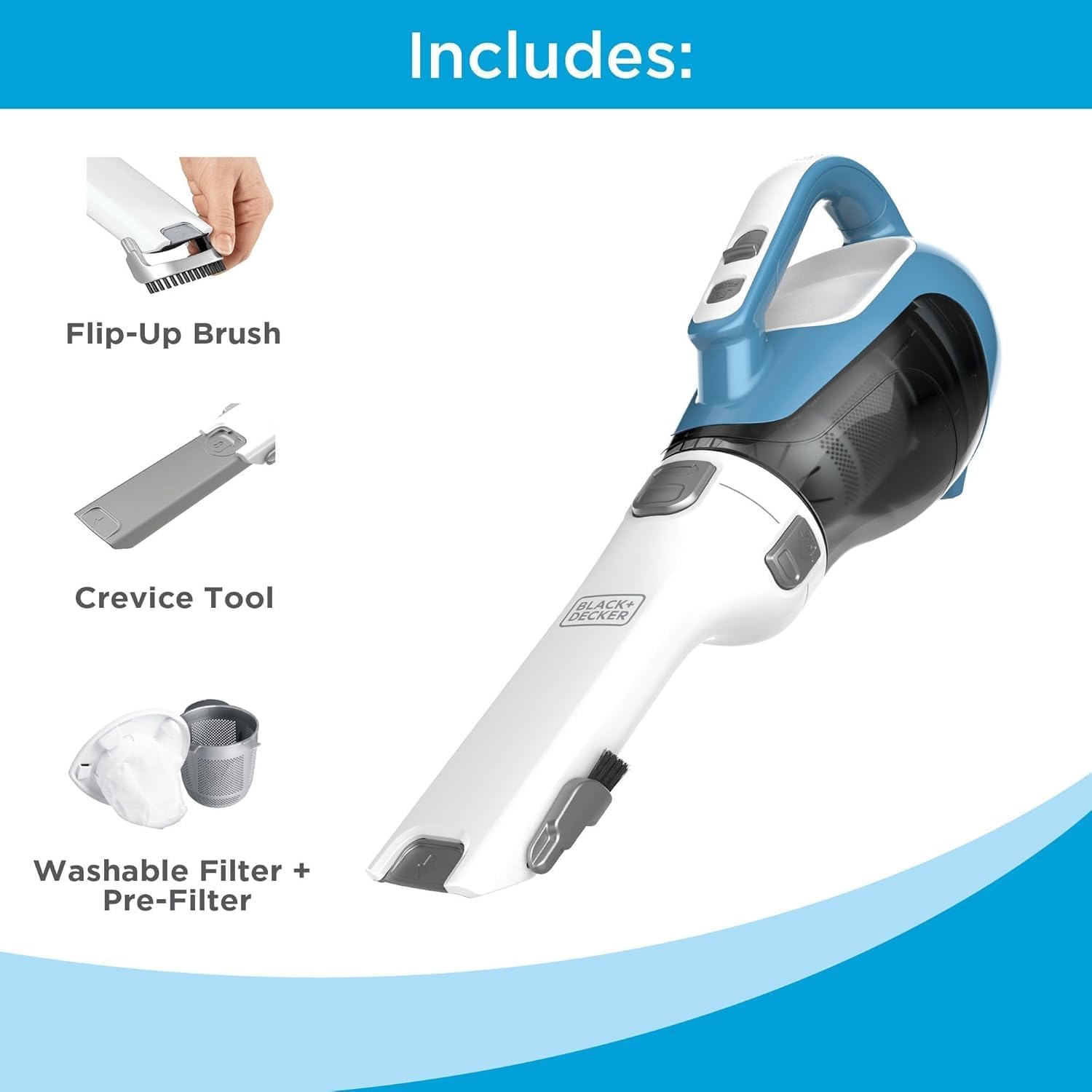 BLACK+DECKER CHV1410L handheld vacuum cleaning upholstery and tight spaces