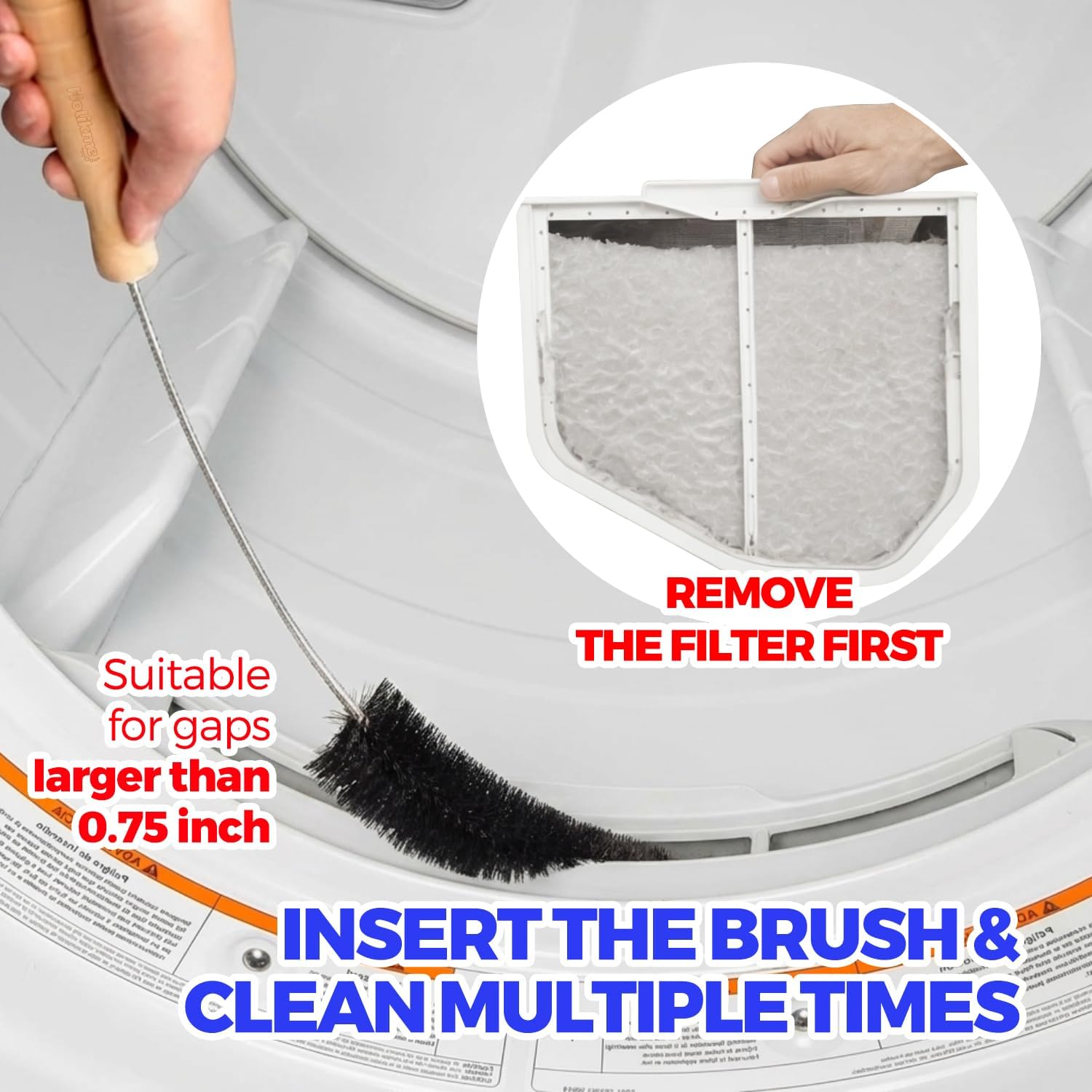 Holikme Dryer Lint Brush Kit: Reach Filter Recesses
