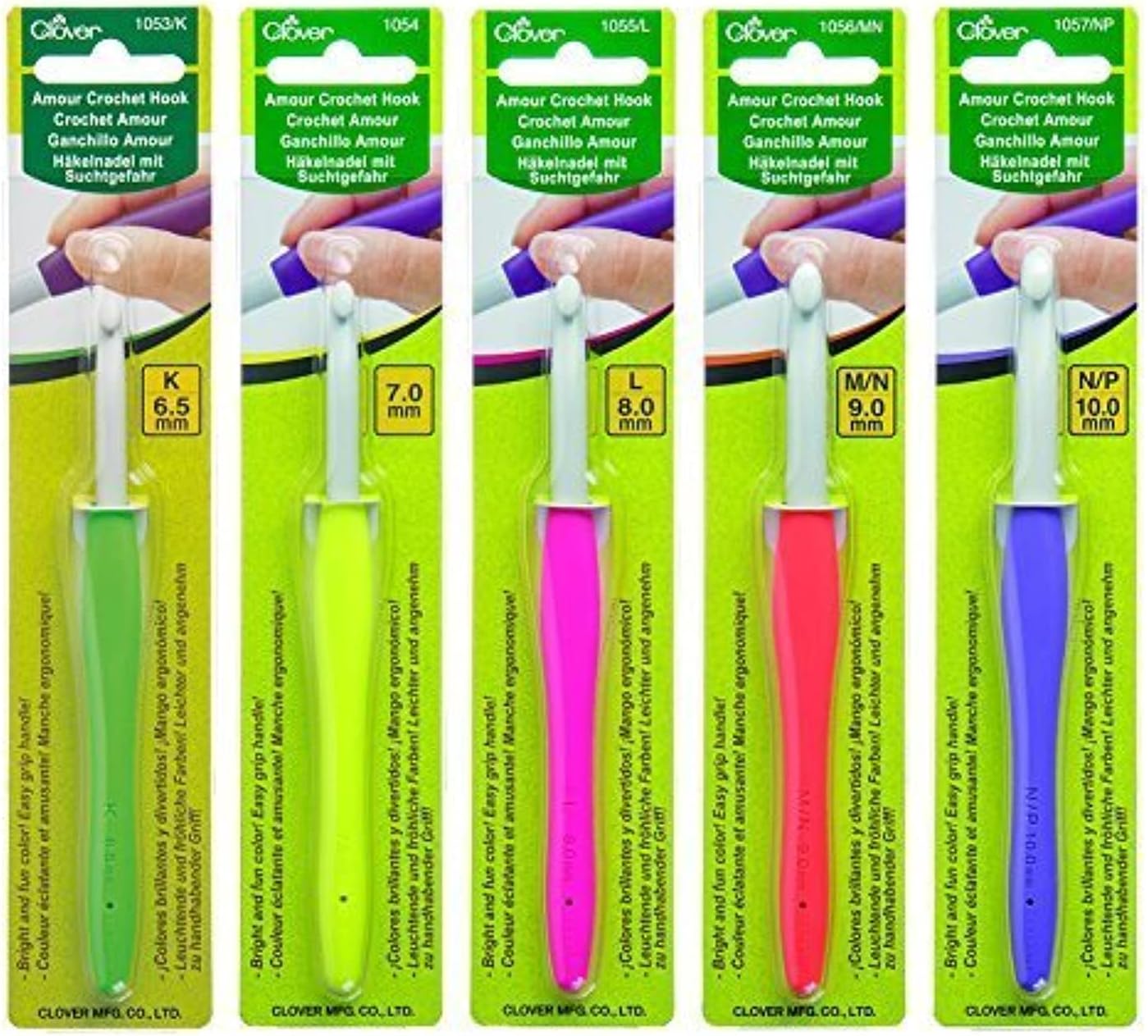 Clover Amour Five Large Crochet Hooks: Match 6.5–10 mm to Your Yarn