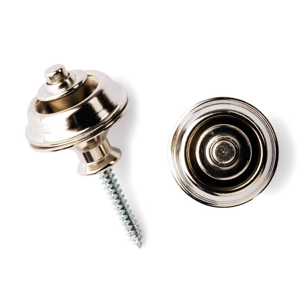 Alternate official view of the nickel Straplok wide-flanged button and plunger