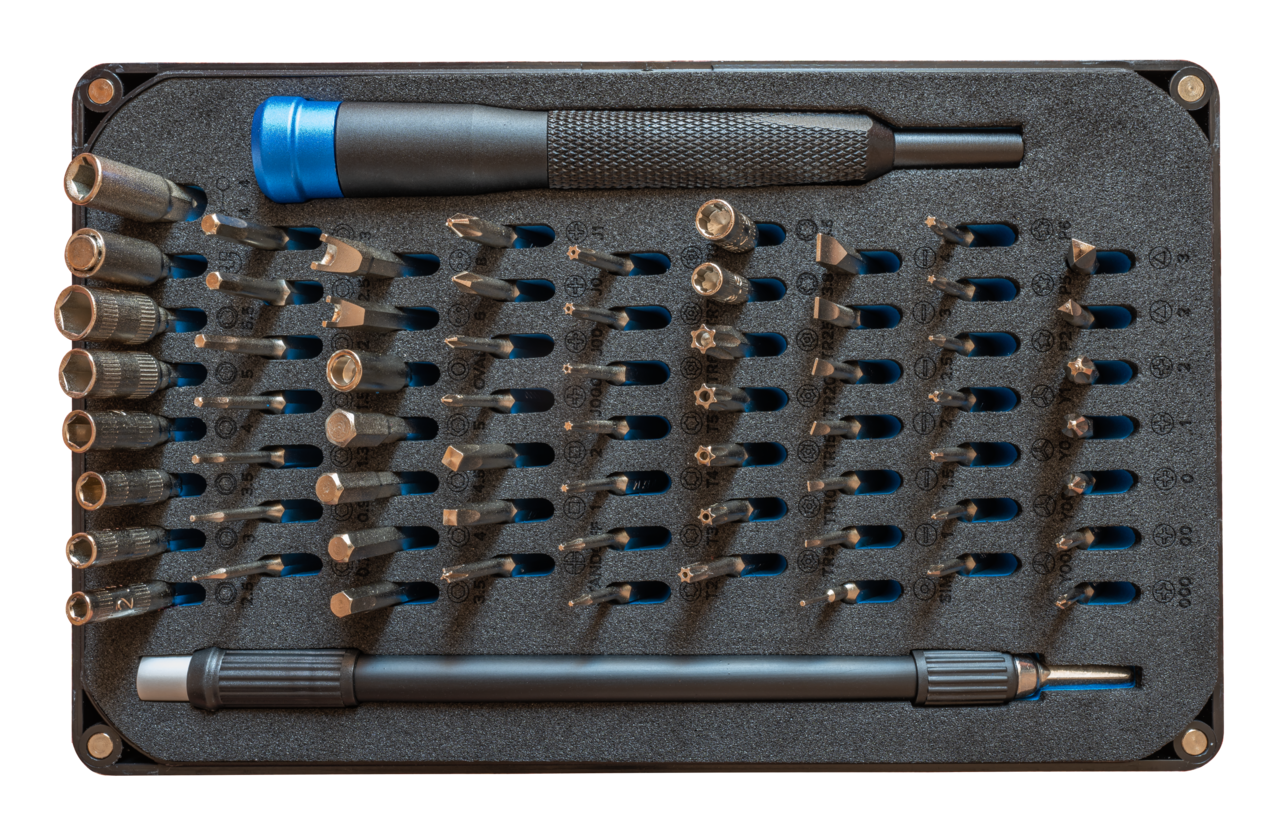 iFixit Mako Driver Kit — 64 Precision Bits, Black Case and Blue-Cap Driver, Single IF145-299-4 Kit