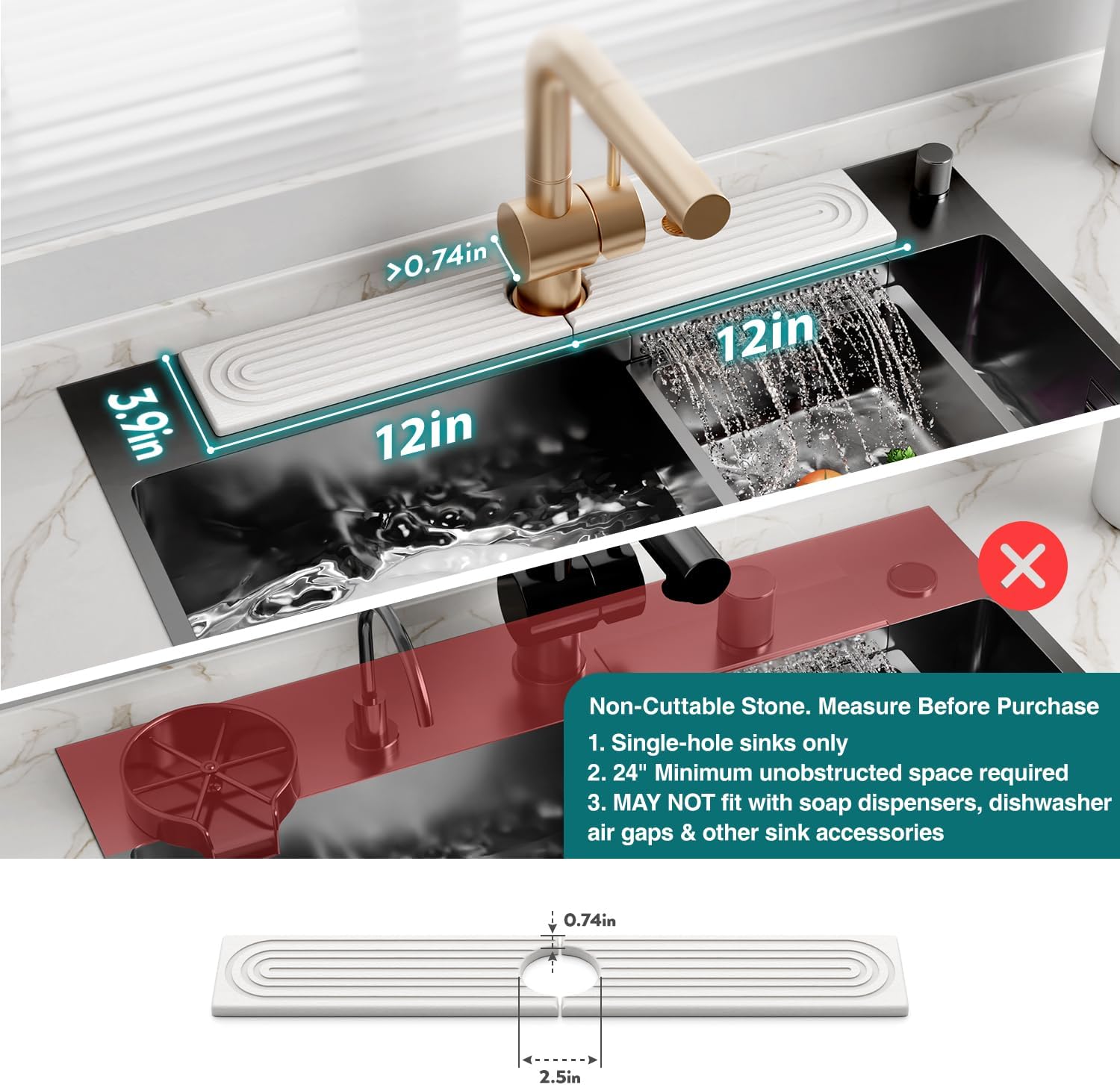 eormoe fit graphic showing faucet opening and obstruction clearance