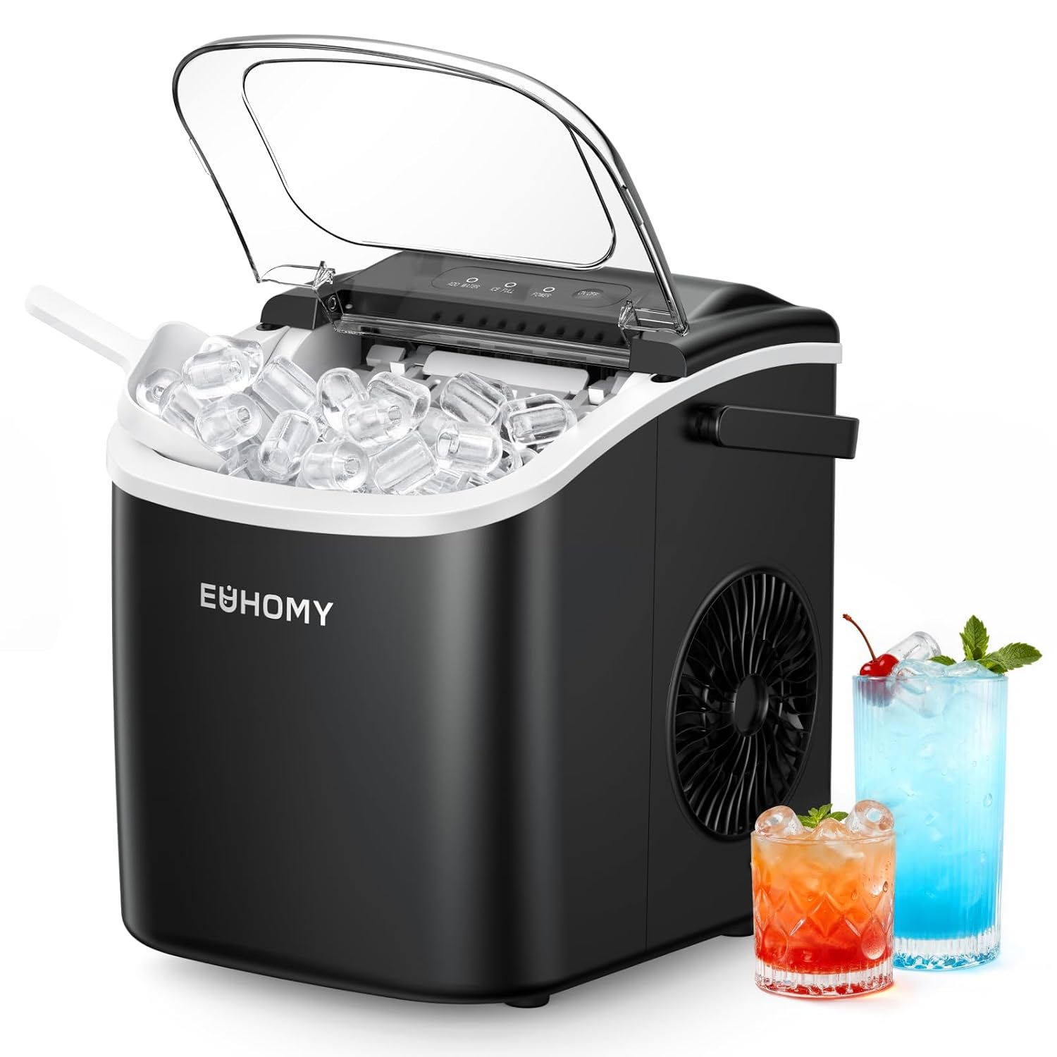EUHOMY IM001-B Ice Maker: Small Batches for Drinks
