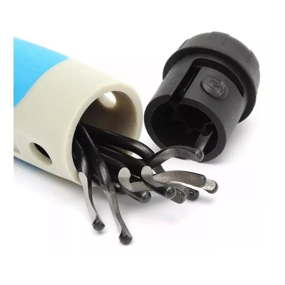 Rear handle cap removed to show storage for spare S10 blades