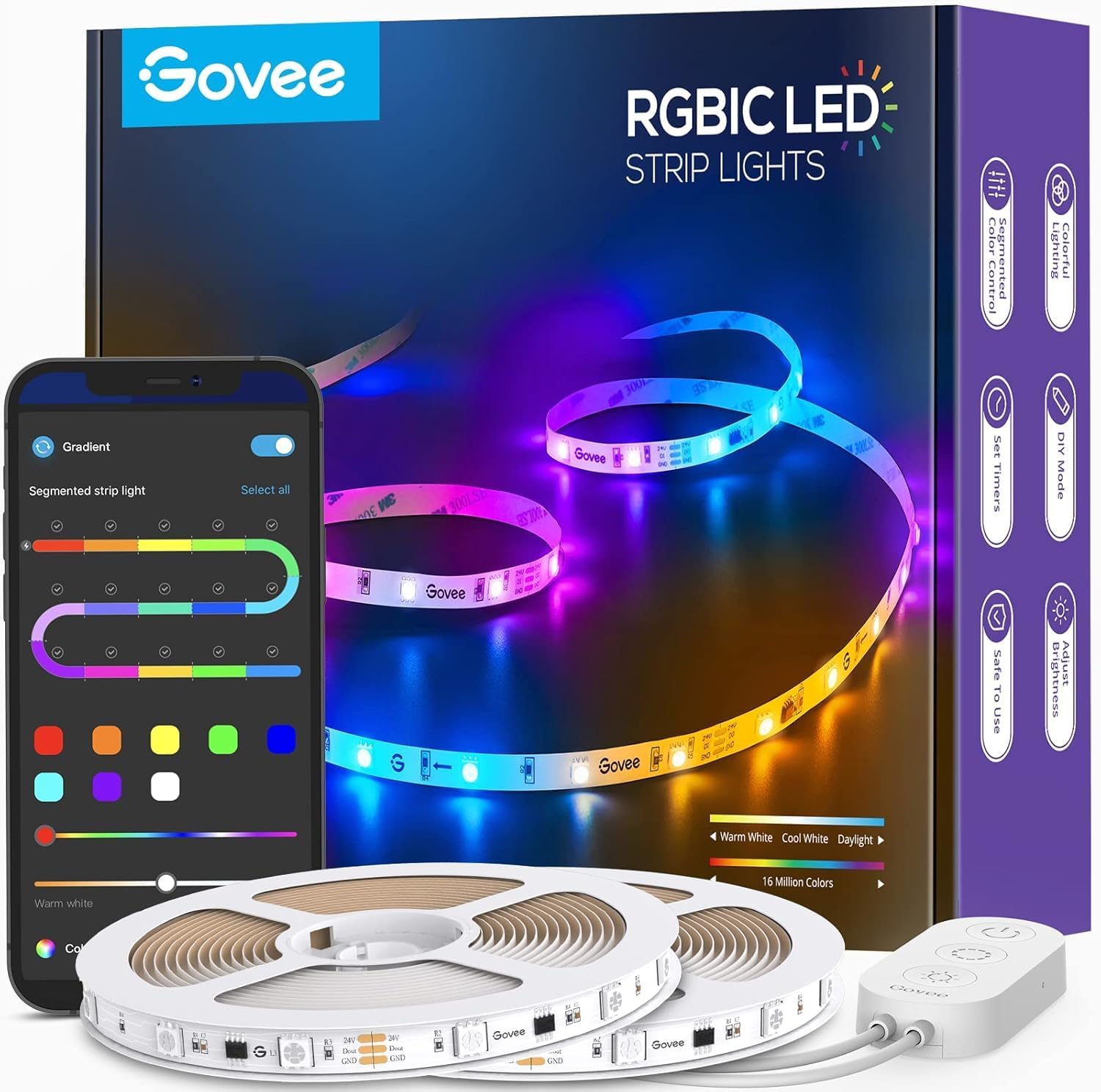 Govee H6147 RGBIC LED Strip Lights: 65.6 Feet of Segmented Color
