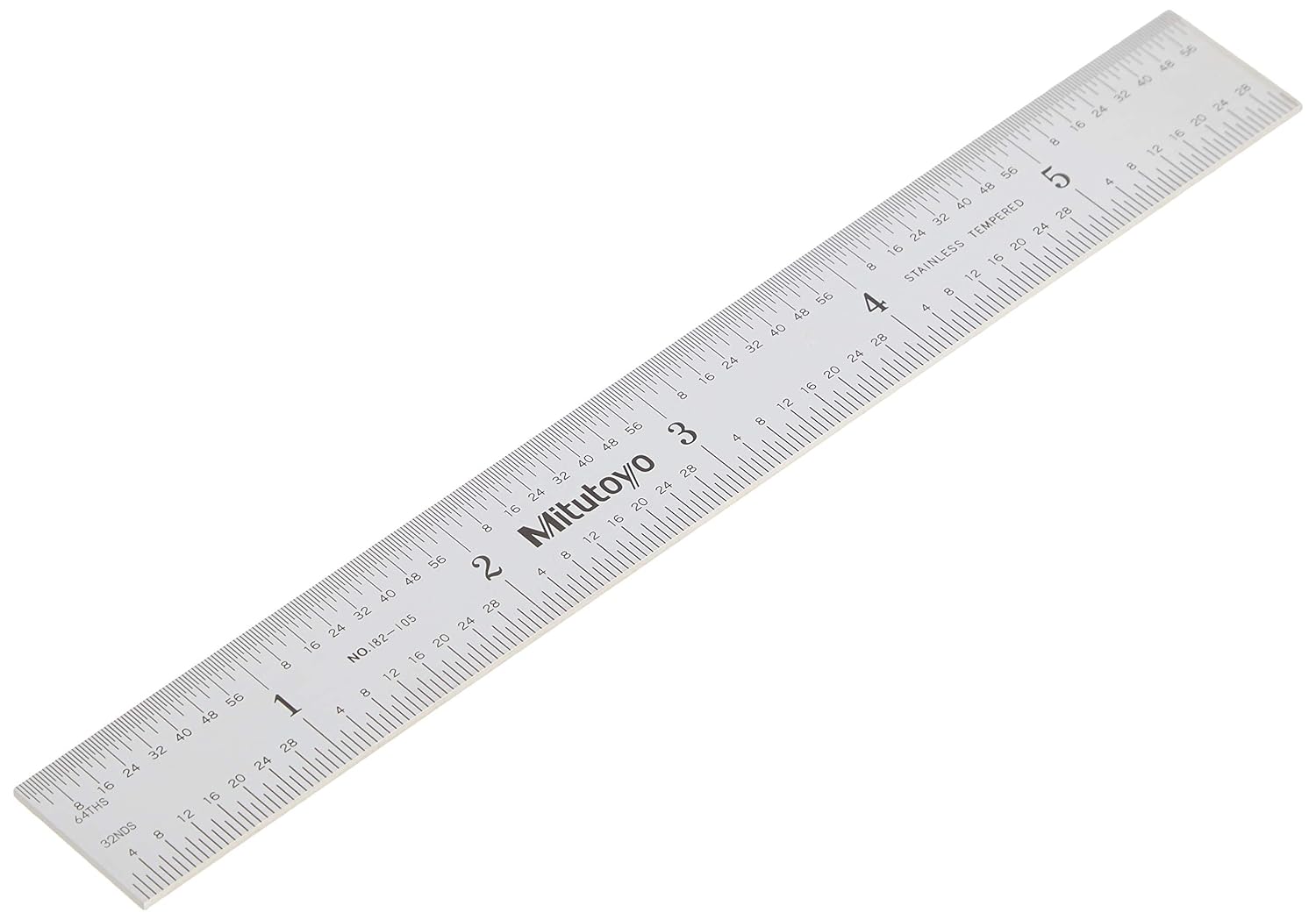 Mitutoyo 182-105 Steel Rule: Inch and Metric Marks for Short Bench Work