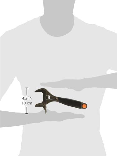 Bahco 9031 R US adjustable wrench in profile with the jaws open and millimeter scale visible