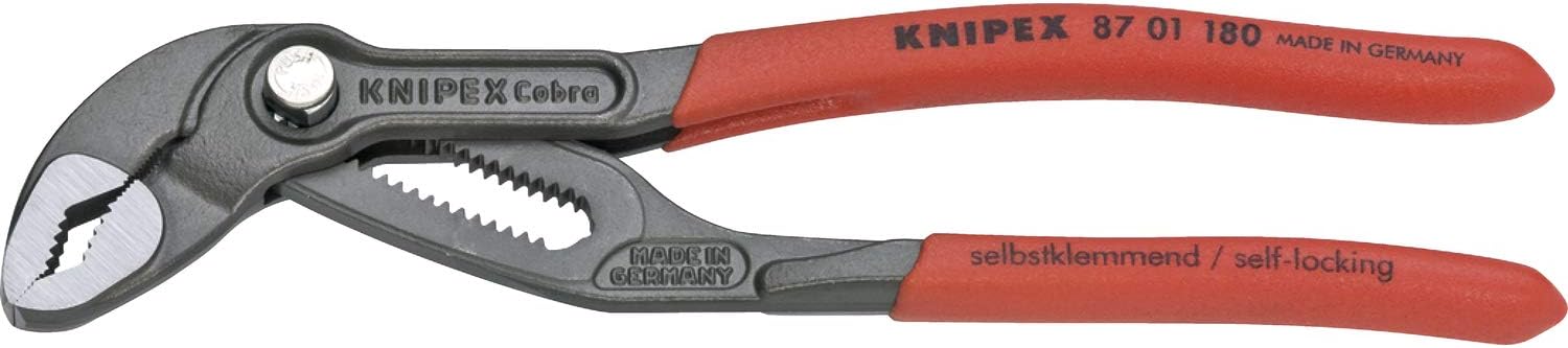 KNIPEX Cobra 87 01 180 Water Pump Pliers: Compact 7-1/4-Inch Grip