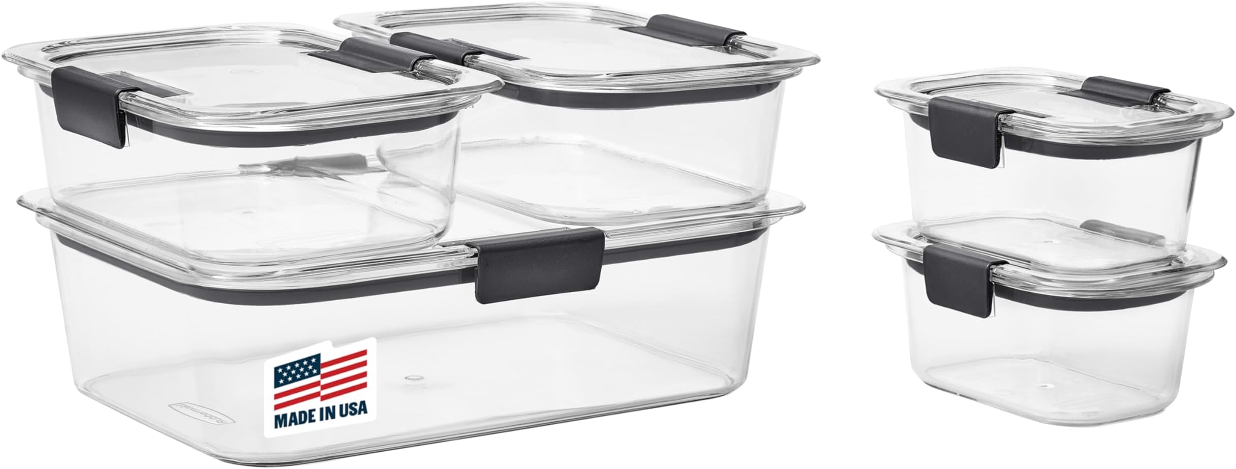 Rubbermaid Brilliance 透明 10 件套保鲜盒，包含五个容器和五个盖子