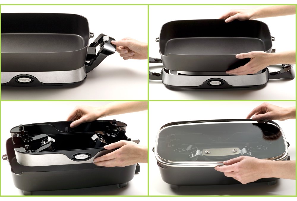 Presto Foldaway Skillet: cook a big dinner, then pack the base inside